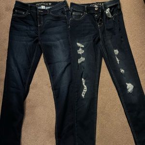 3 pair of Girls high waisted Justice destroyed jeans size 16 brand new.